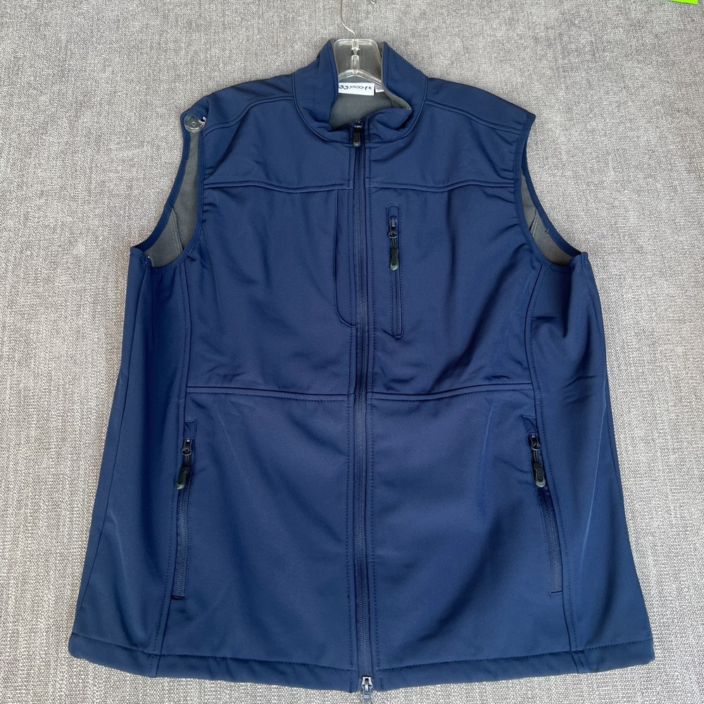 33,000ft Softshell Vest Mens L Blue Fleece Lined Waterproof Breathable Full Zip